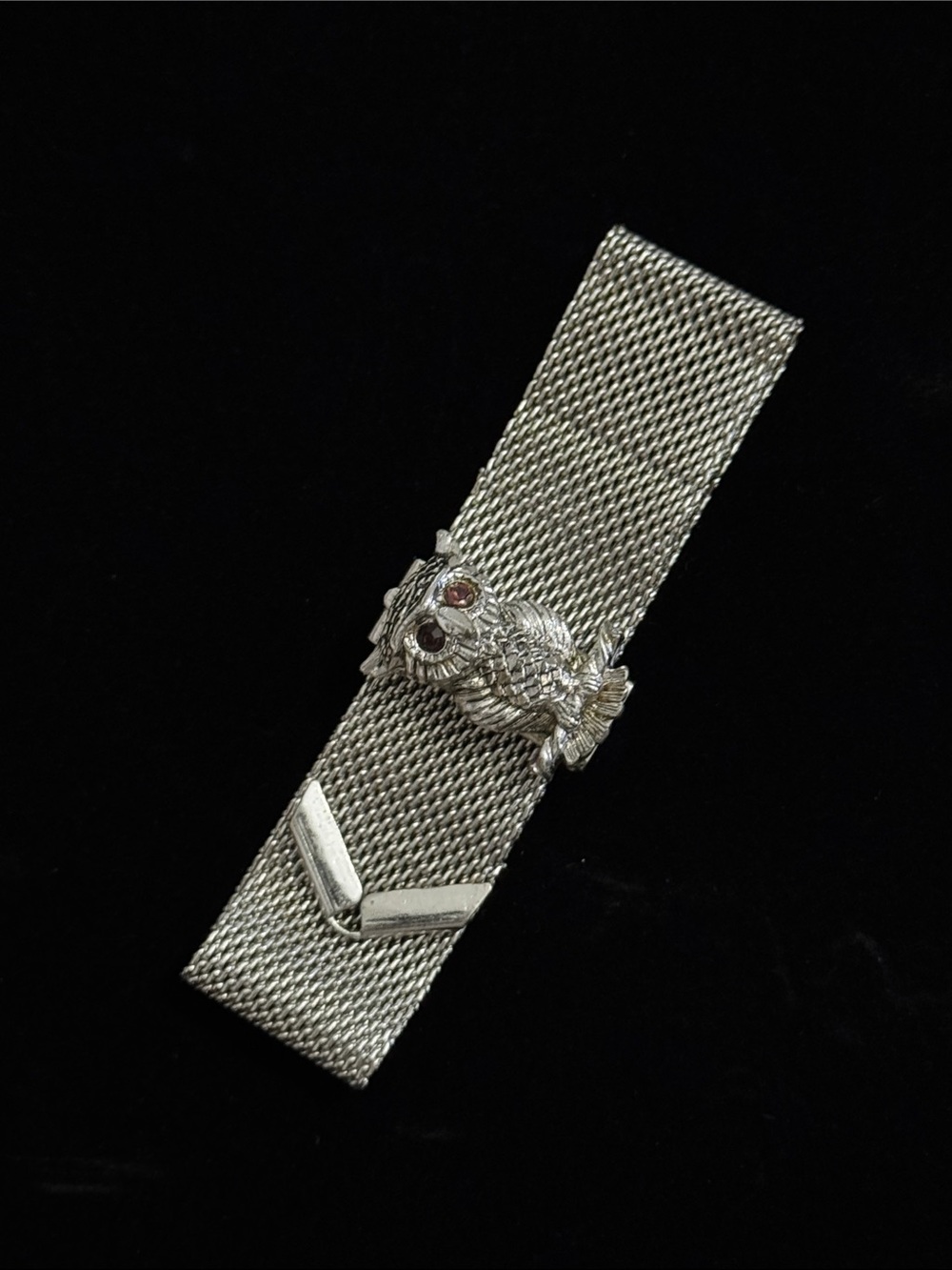 Sarah Coventry owl silver mesh adjustable bracelet